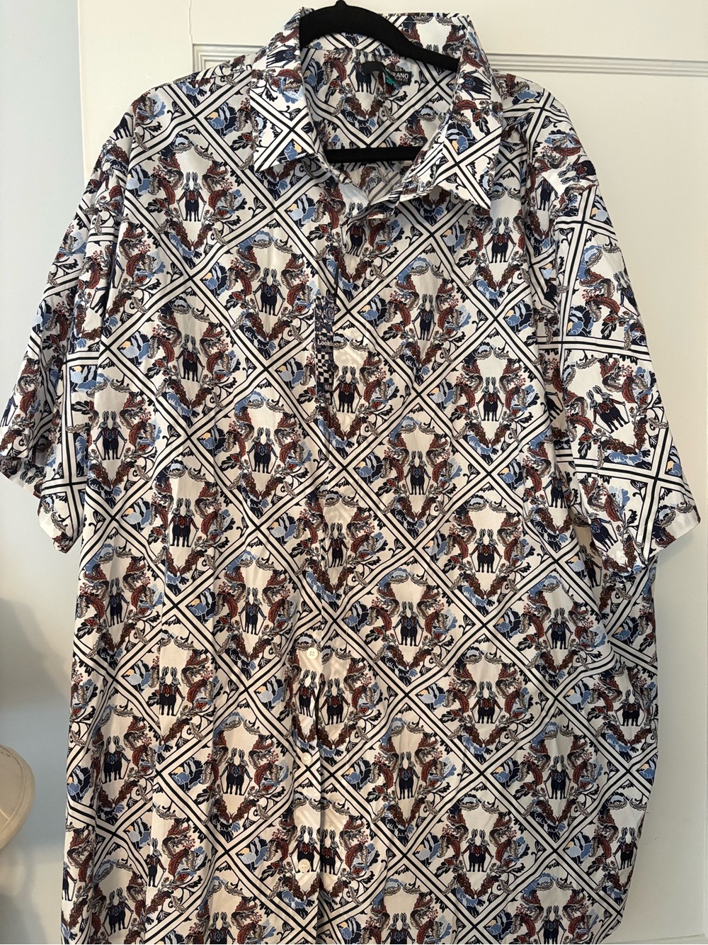 Murano White Short-Sleeve Button-Down Shirt Looking Glass Edition NWT